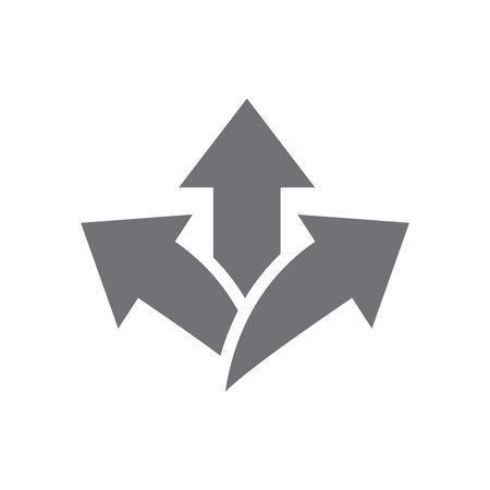 Arrow, directional way sign, with making a decision or choice icon vector
