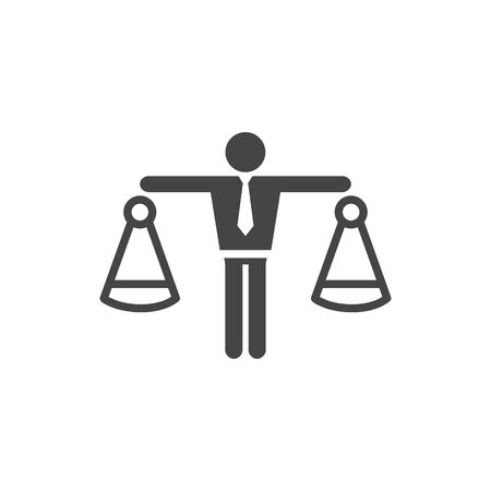 Icon with man weighing decisions - making a decision or choice icon vectorのイラスト素材