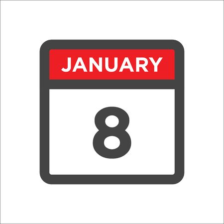 January 8 calendar icon w day of monthのイラスト素材