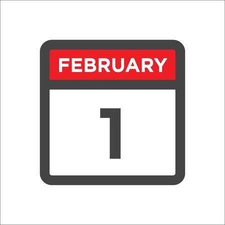 February 1 calendar icon with day and monthのイラスト素材