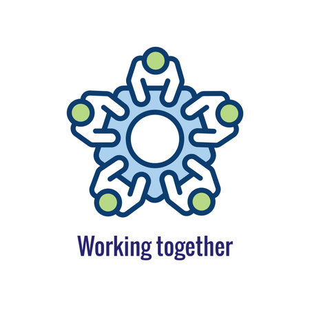 Companies merging together, one buying out the other  and icon set bannerのイラスト素材