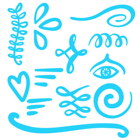 Blue Swirls with Swoosh Vector Accent Line Workのイラスト素材