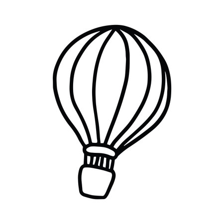 Hot Air Ballooon Icon Hand Drawn, Black and White with Thick Linesのイラスト素材