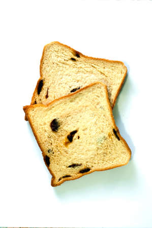 Raisin Bread isolated on whiteの写真素材