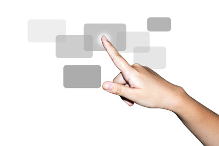 Hand touching on a touch screen interface