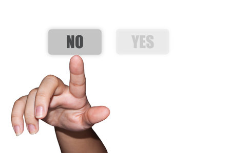 Hand pressing YES/NO button
