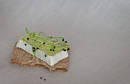Healthy food The raw onion sprouts. The young seedlings are a good source of health benefits.の写真素材