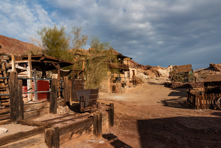 California/USA - 12/20/2014. Main street of Calico Ghost Town main street. Old wooden houses and...