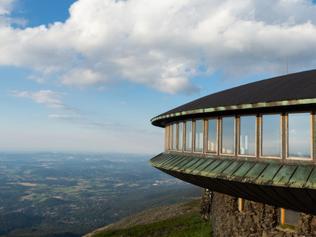 Building of the observatory at the top of Sniezka mountains. Karkonosze National Mountainsの写真素材