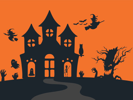 This Halloween background image can be used or used in all media.の写真素材