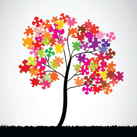 Abstract tree puzzle colorful backgroundのイラスト素材