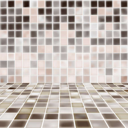 Interior Room with Mosaic Tiled Wall Vectorのイラスト素材
