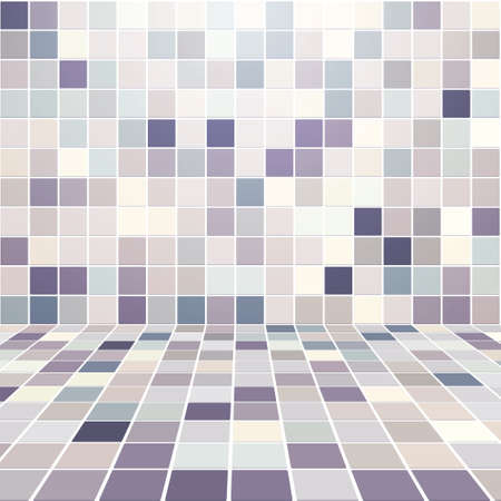 Interior Room with Mosaic Tiled Wall Vectorのイラスト素材