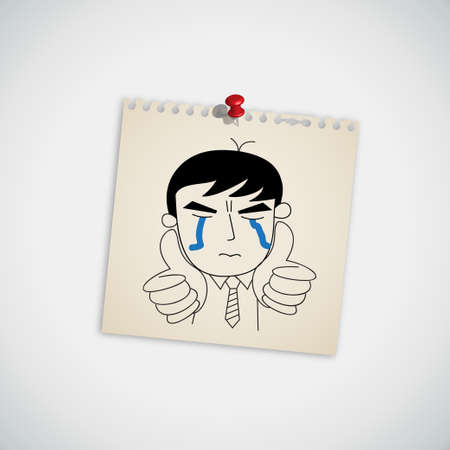 Man crying and show thumb up vectorのイラスト素材