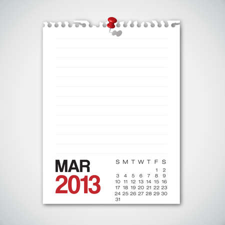 2013 Calendar March Old Torn Paperのイラスト素材