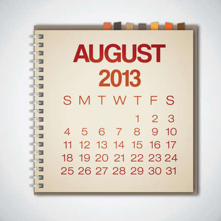 2013 Calendar August Notebook Vectorのイラスト素材