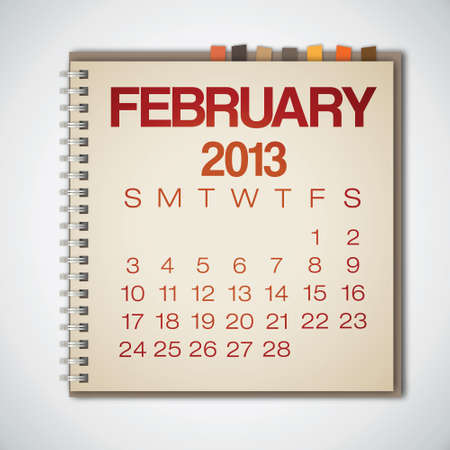 2013 Calendar February Notebook Vectorのイラスト素材