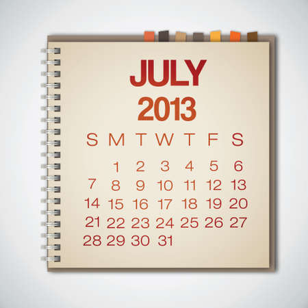2013 Calendar July Notebook Vectorのイラスト素材