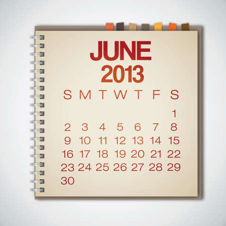2013 Calendar June Notebook Vector のイラスト素材