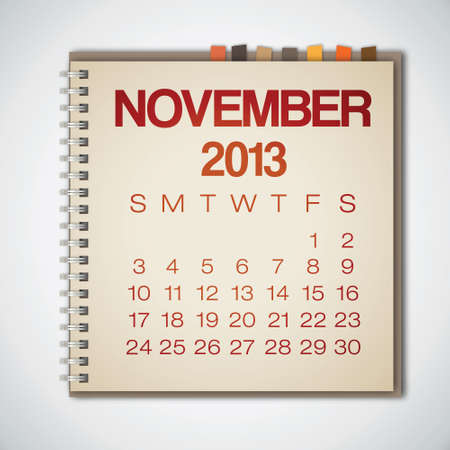 2013 Calendar November Notebook Vectorのイラスト素材