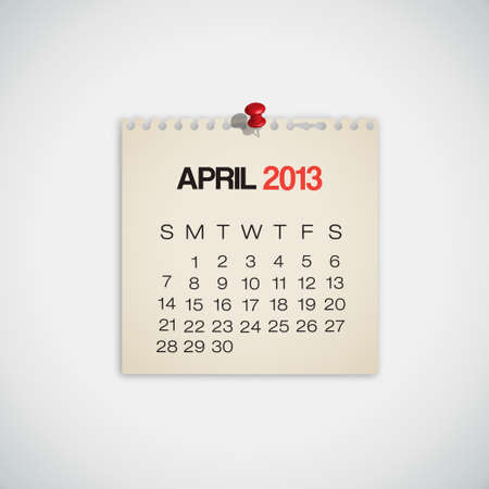 2013 Calendar April Old Torn Paper Vector のイラスト素材