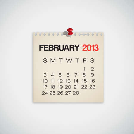 2013 Calendar February Old Torn Paper Vectorのイラスト素材