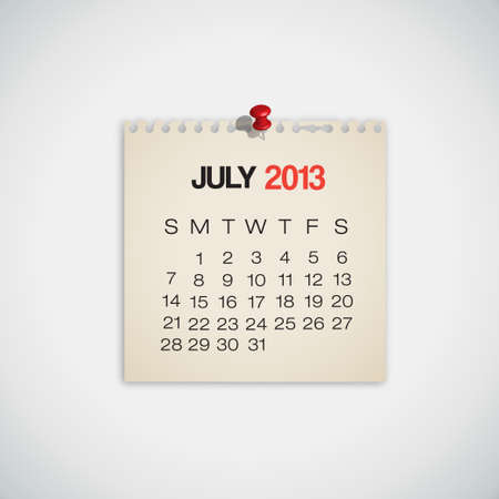 2013 Calendar July Old Torn Paper Vectorのイラスト素材