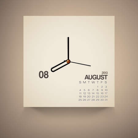 2013 Calendar August Clock Design Vectorのイラスト素材