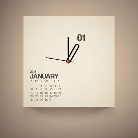 2013 Calendar January Clock Design Vectorのイラスト素材
