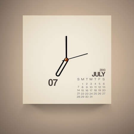 2013 Calendar July Clock Design Vectorのイラスト素材