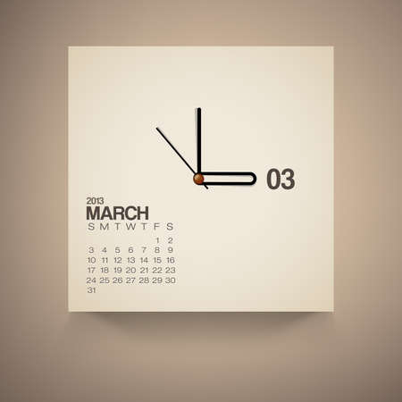 2013 Calendar March Clock Design Vectorのイラスト素材