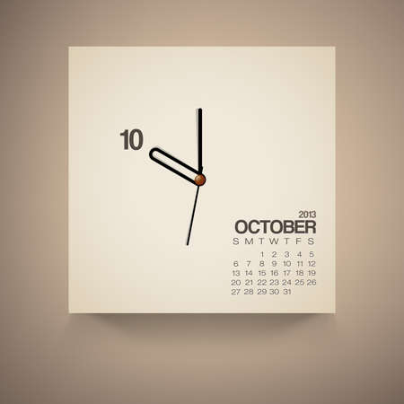 2013 Calendar October Clock Design Vectorのイラスト素材