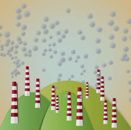 Air Pollution with Chimney Vectorのイラスト素材