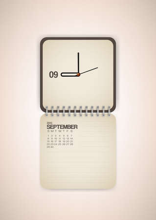 2013 Calendar September Clock Design Vectorのイラスト素材