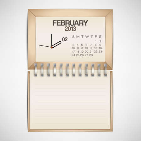 2013 Calendar February Clock Design Vectorのイラスト素材