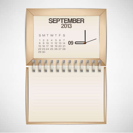 2013 Calendar September Clock Design Vectorのイラスト素材