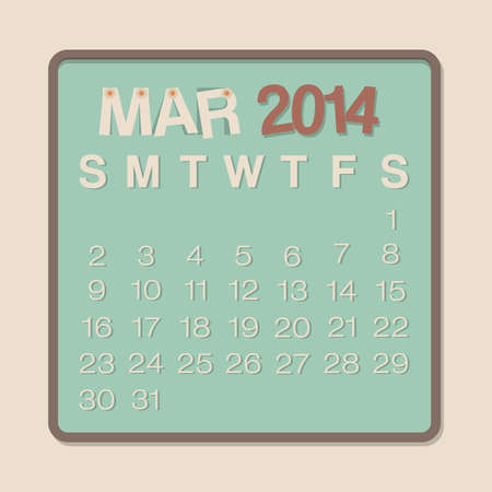 2014 Calendar March Paper Design Illustration のイラスト素材