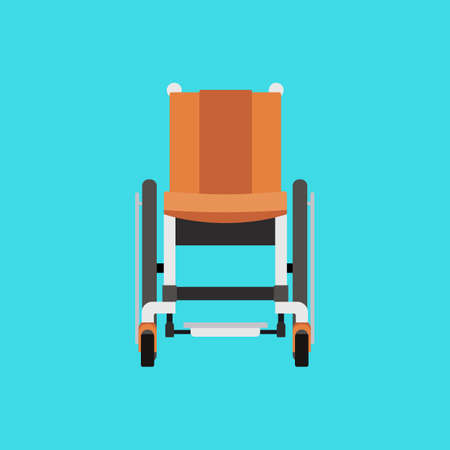 Vector Flat Illustration of a Wheelchair on Blue Background.のイラスト素材