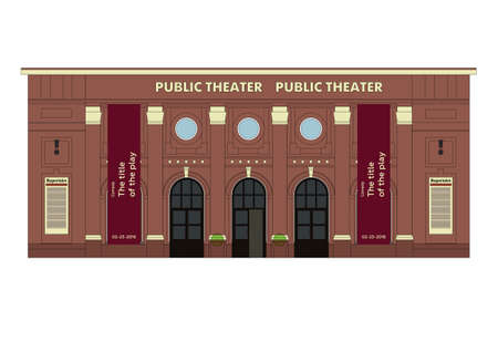 Flat Illustration of a Facade of a Public Theater Buildingのイラスト素材