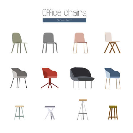 Set of a Vector Flat Illustration of Scandinavian Office Chairsのイラスト素材