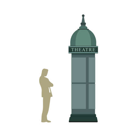 Illustration of a Man Standing Near an Advertising Column or So-called Morris Columnのイラスト素材