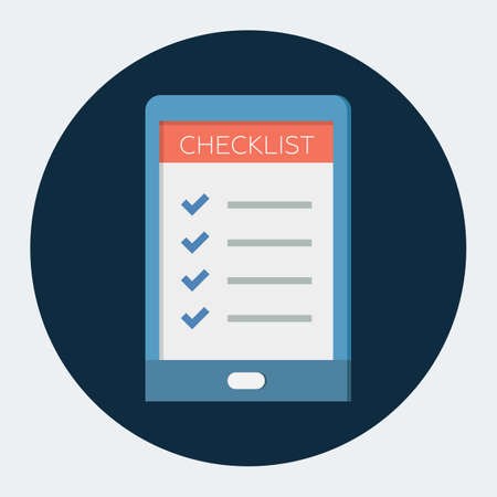 Illustration of a Cat Checklist Opened on Big Screen Cell Phone or a Tabletのイラスト素材