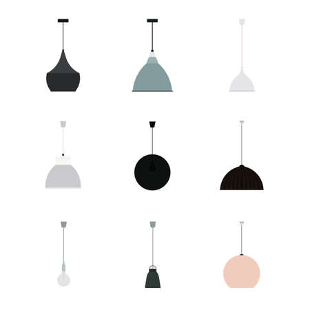 Set of Different Modern Hanging Lampsのイラスト素材