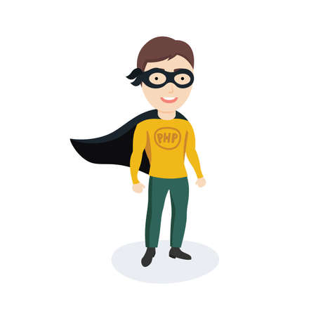 Conceptual Illustration of a Skilled PHP Specialist as a Hero or a Ninjaのイラスト素材