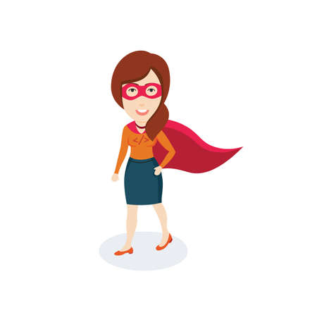 Conceptual Illustration of a Skilled Female Computer Specialist as a Heroのイラスト素材