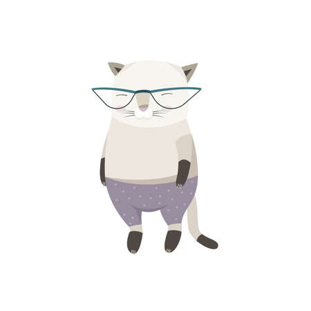 Illustration of a Cat Character in Sunglasses and Trousersのイラスト素材