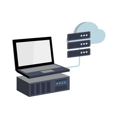 Isometric Illustration of a Software Solution which Allows Users to Create Virtual Private Servers out of Dedicated Serverのイラスト素材
