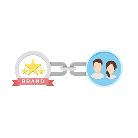 Conceptual Flat Illustration of Chain, Customers and Brand Depicting Brand Loyaltyのイラスト素材