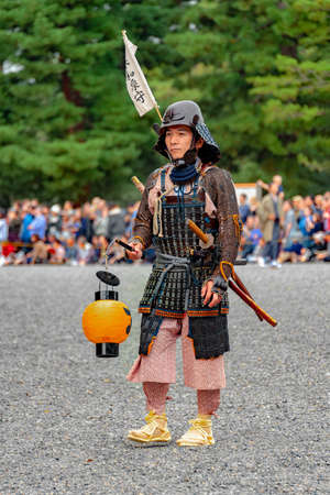 Kyoto, Japan - October 22, 2016: Festival of The Ages, an ancient costume parade held annually. Each participant dressed in an authentic costume of a character in different Japanese feudal periods.のeditorial素材