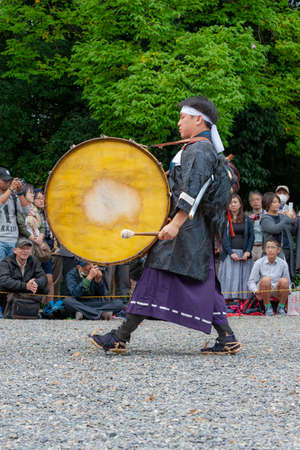 Kyoto, Japan - October 22, 2016: Festival of The Ages, an ancient costume parade held annually. Each participant dressed in an authentic costume of a character in different Japanese feudal periods.のeditorial素材
